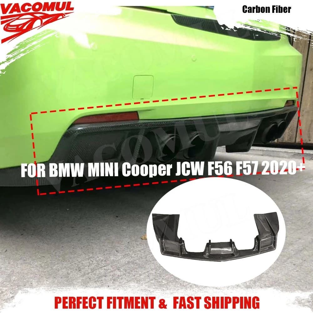 VACOMUL Carbon Fiber Rear Lip Diffuser Splitters with Exhaust Tips for Cadillac ATS 2015-2017 FRP Back Bumper Guard Styling