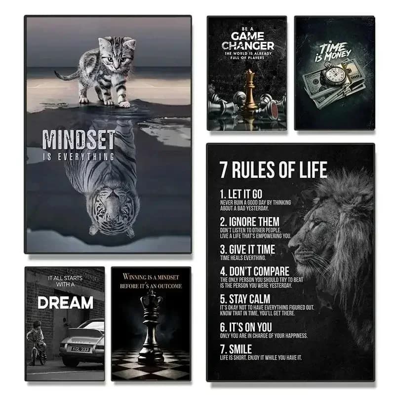 Inspirational Lion Success Quote Canvas Print Motivational Wall Art for Office Living Room Decor Uplifting Animal Poster f