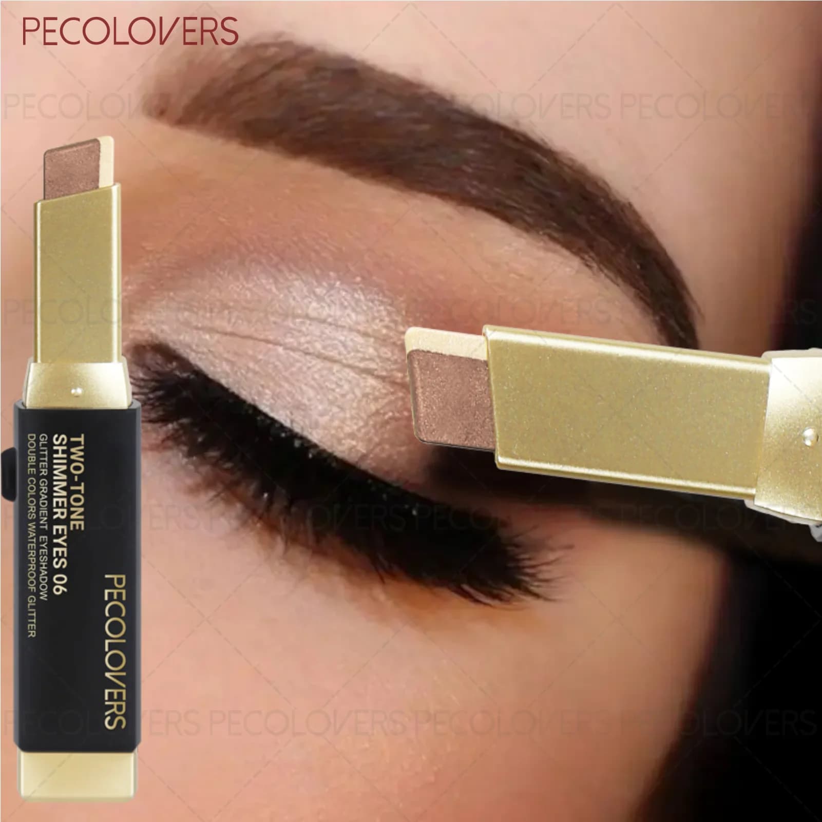 Stick Ombretto 2-in-1 Opaco e Glitterato - Impermeabile, Lunga Durata, Sfumature Marroni, Rosa e Miste, Trucco Glitterato