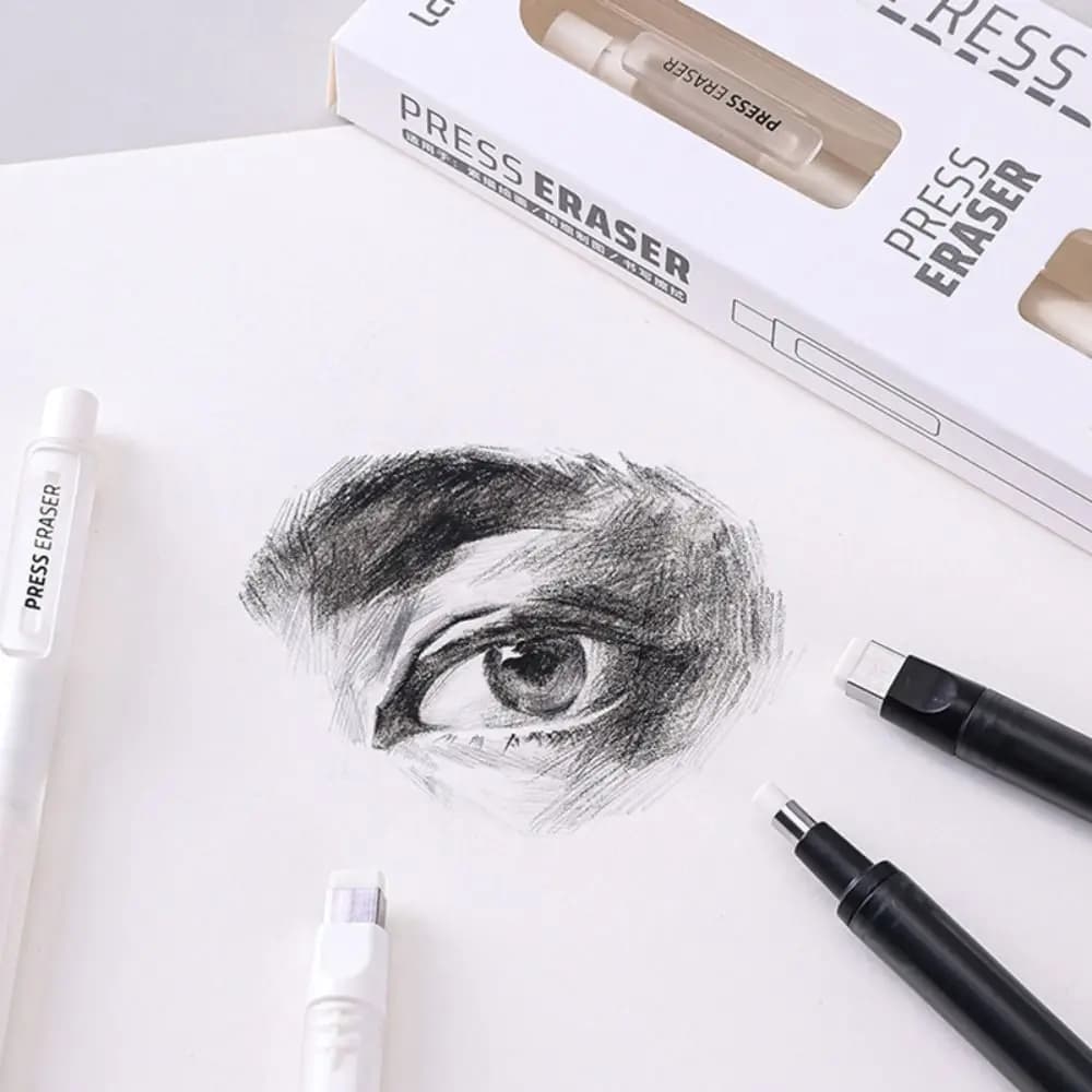 Durable Refillable Press Eraser Set No Debris Press Mechanism Eraser Pen Correction Rubber Artwork Highlighting