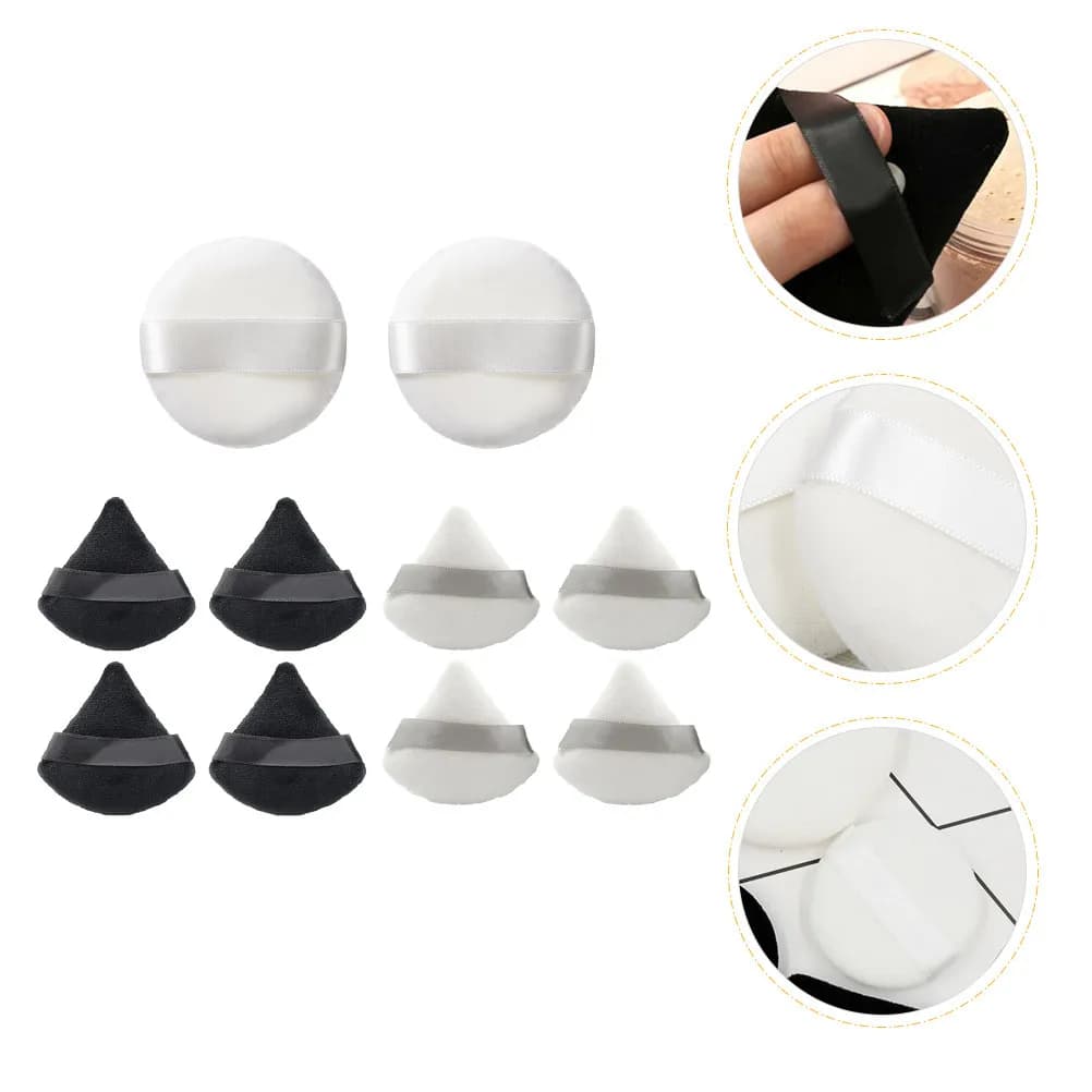 10Pcs Powder Triangle Makeup Pads Soft Cotton Facial Puff for Foundation Concealer Blush Daily Beauty Tools