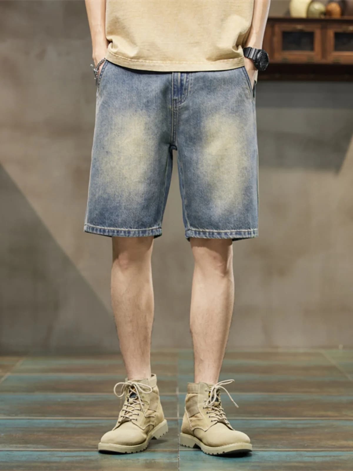 Jeans Casual da Uomo American Style Workwear, Nuovi Pantaloni Estivi a Gamba Dritta Larghi in Denim Vintage a Cinque Tasche, per Giovani