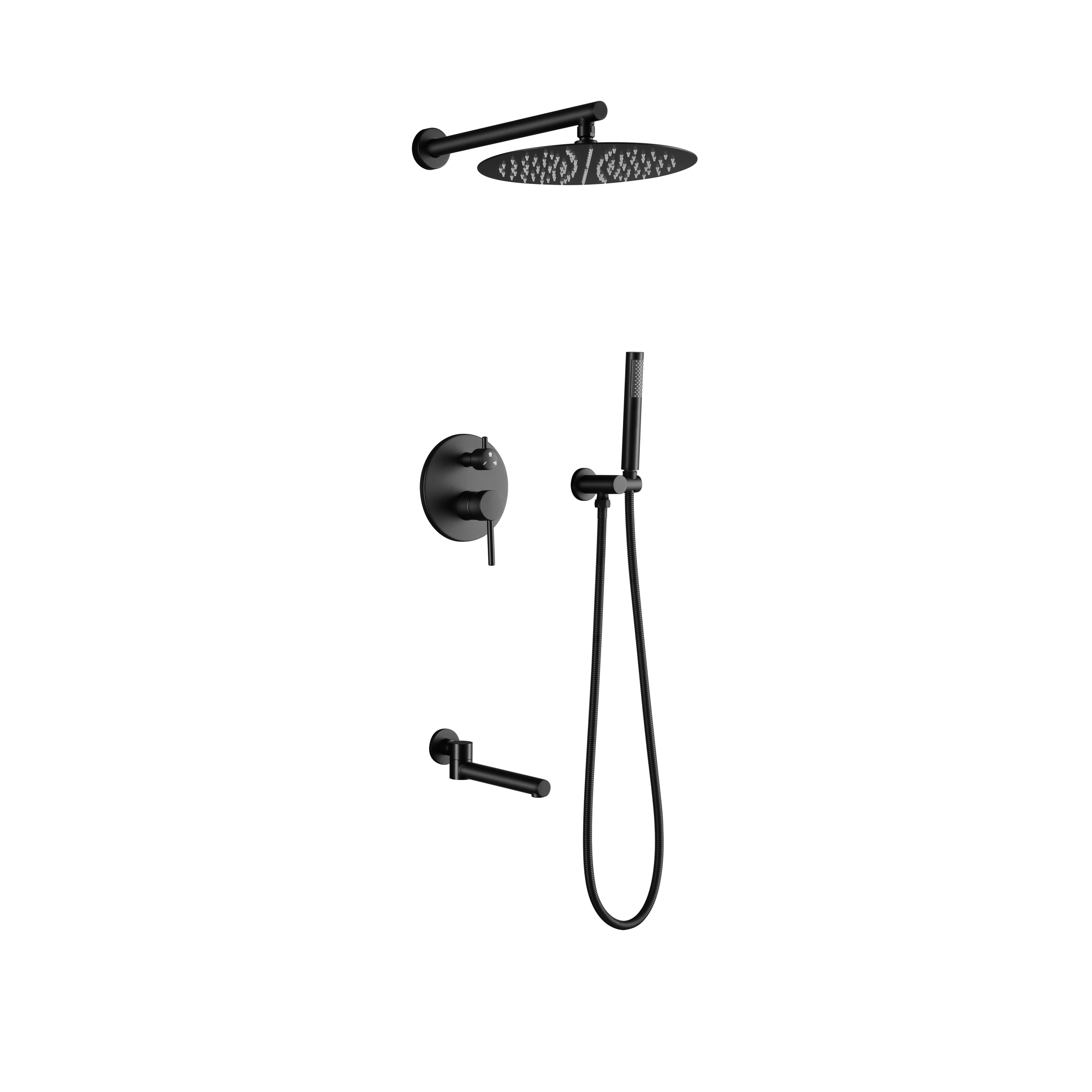 Black Bathroom Shower Set Hot and Cold Folding Shower Mixer in Bathroom Faucet with Wall Rain Head
