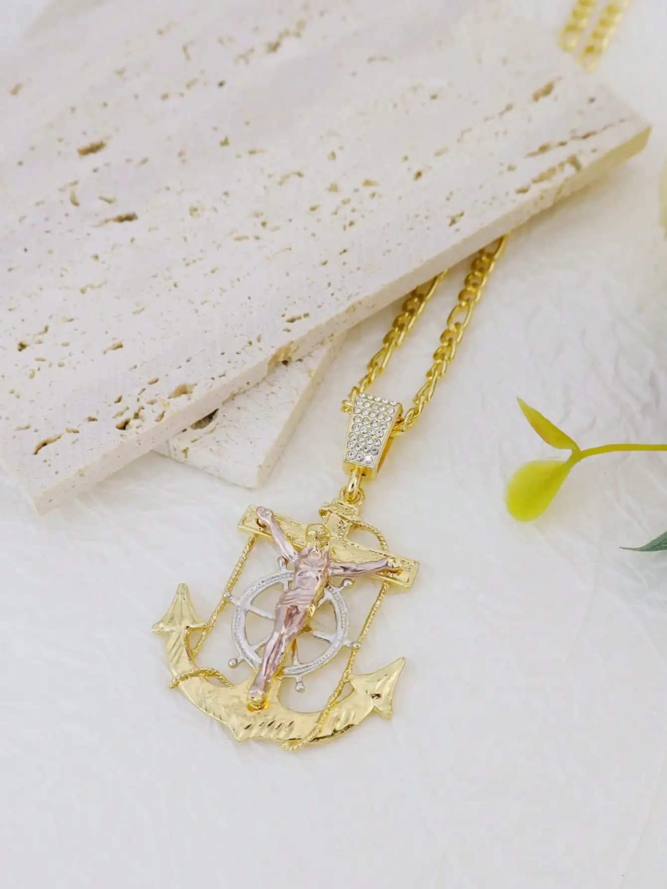 Collana con ciondolo gesù con ancora per barca di ancoraggio personalizzato da 1 pezzo