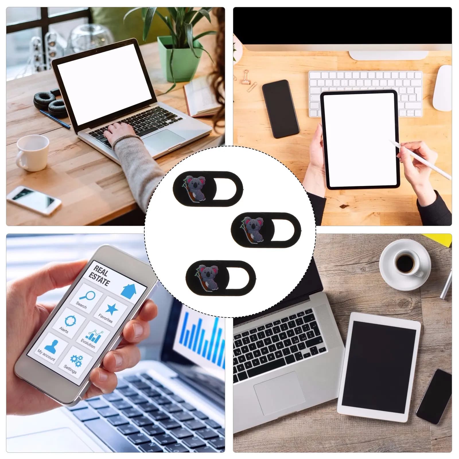 Set di 3 Coperture per Protezione della Privacy, Copertura Scorrevole Multifunzione per Webcam di Laptop, Tablet e Telefono