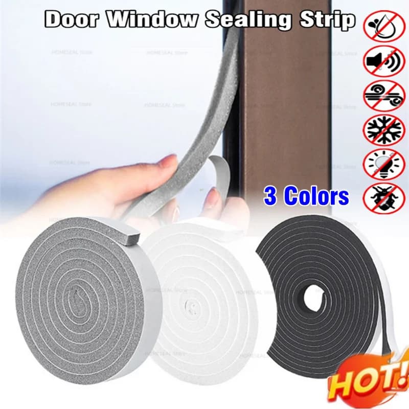 4M (2 Rolls) Foam Insulating Tape for Air Conditioner Sealing Strips for Sponge Window Soundproof Gasket for Door Gap Blocke