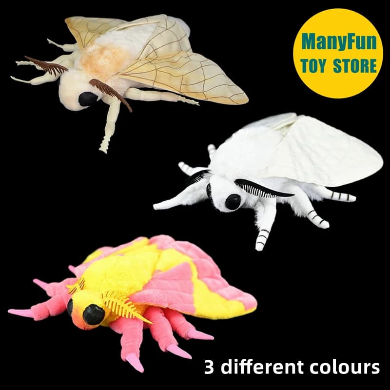 Silk Moth High Fidelity Cambrian Cute Plushie Fly peluche realistici insetti animali simulazione bambola di pezza Kawai Toy Gifts Kid