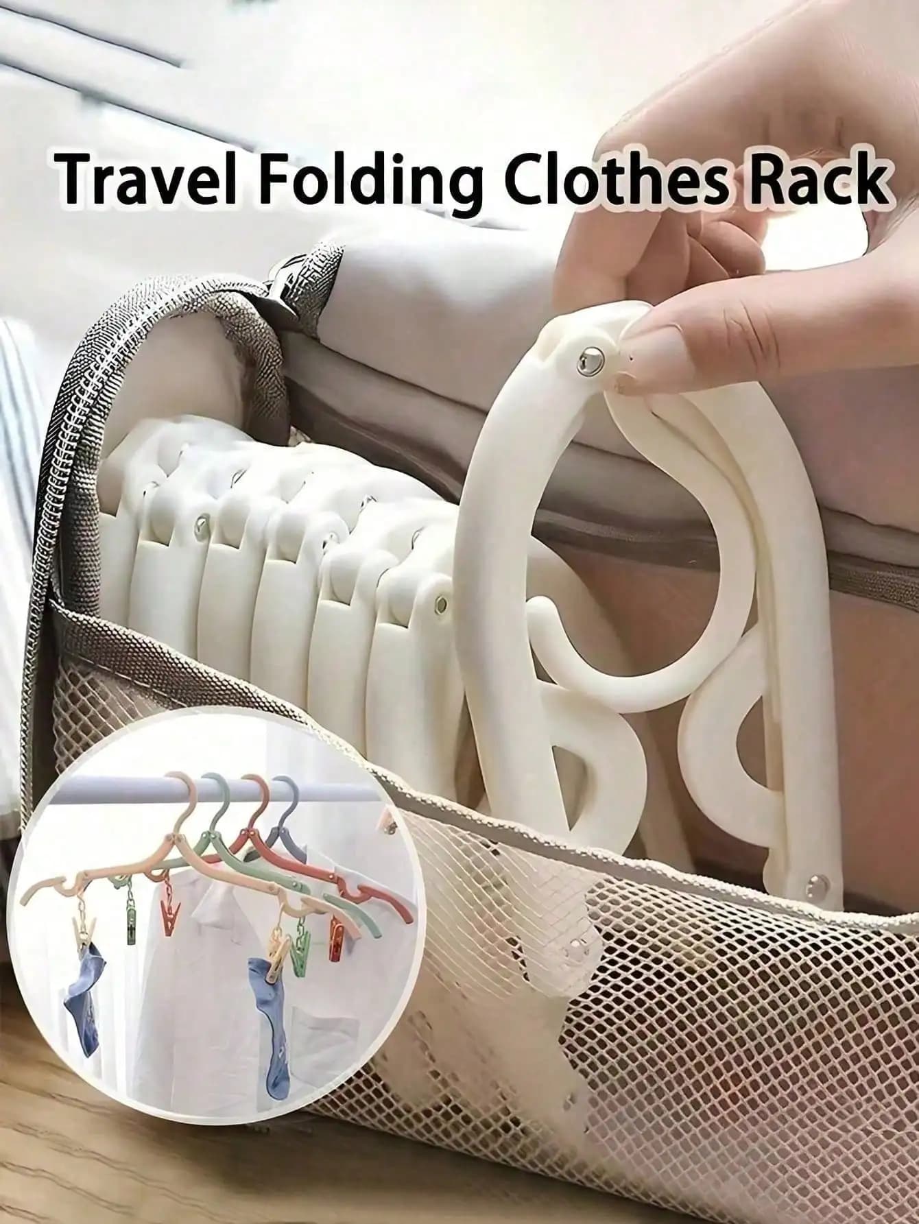 Appendiabiti da viaggio 20/10/8/6/5/3/1 pezzi, appendiabiti portatile pieghevole, senza clip, stendibiancheria pieghevole, appendiabiti da viaggio pieghevole, design antiscivolo, stendibiancheria antiscivolo per negozi al dettaglio, essenziale per crociere (colore casuale)