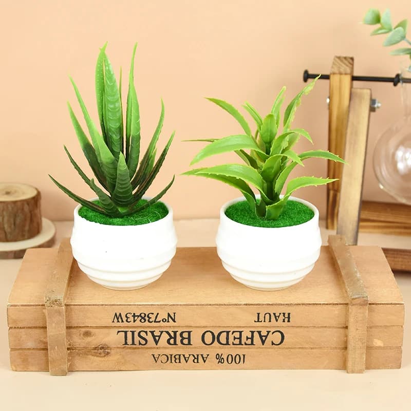 Artificial haloe bonsai Mini simulated tree pot Gladiolus fake and baby breath flowers Home Office Ornament of table pot plants