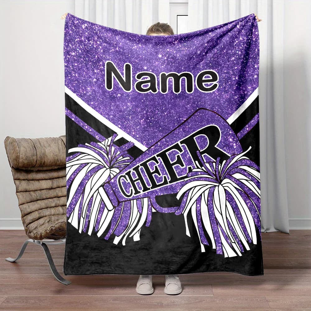 1 pezzo di coperta personalizzata con nome personalizzato, accogliente regalo per membro della squadra di cheerleader in flanella con stampa di nome unico, perfetto per lo spirito della squadra