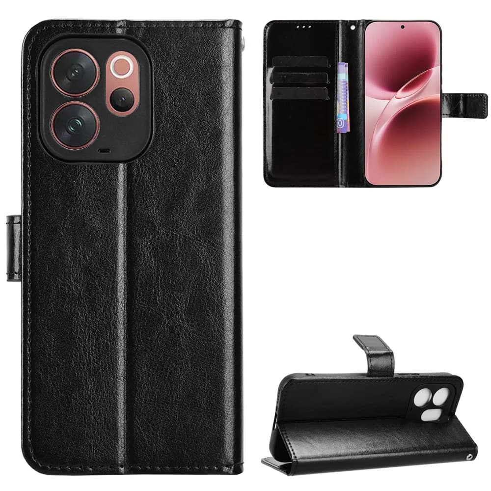 Custodia di lusso a libro in pelle PU con laccetto e supporto per Vivo V70 5G, compatibile anche con Vivo V70 Elite e V70 - Borse per telefono VivoV70