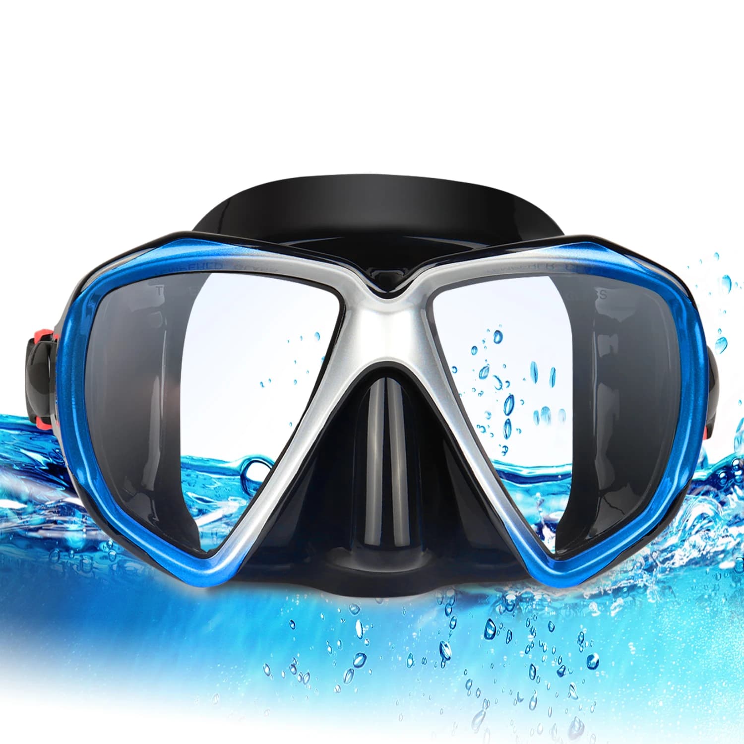 HD panoramic underwater mask, underwater diving glasses, tempered glass underwater mask, young adults swimming glasses with nose cover