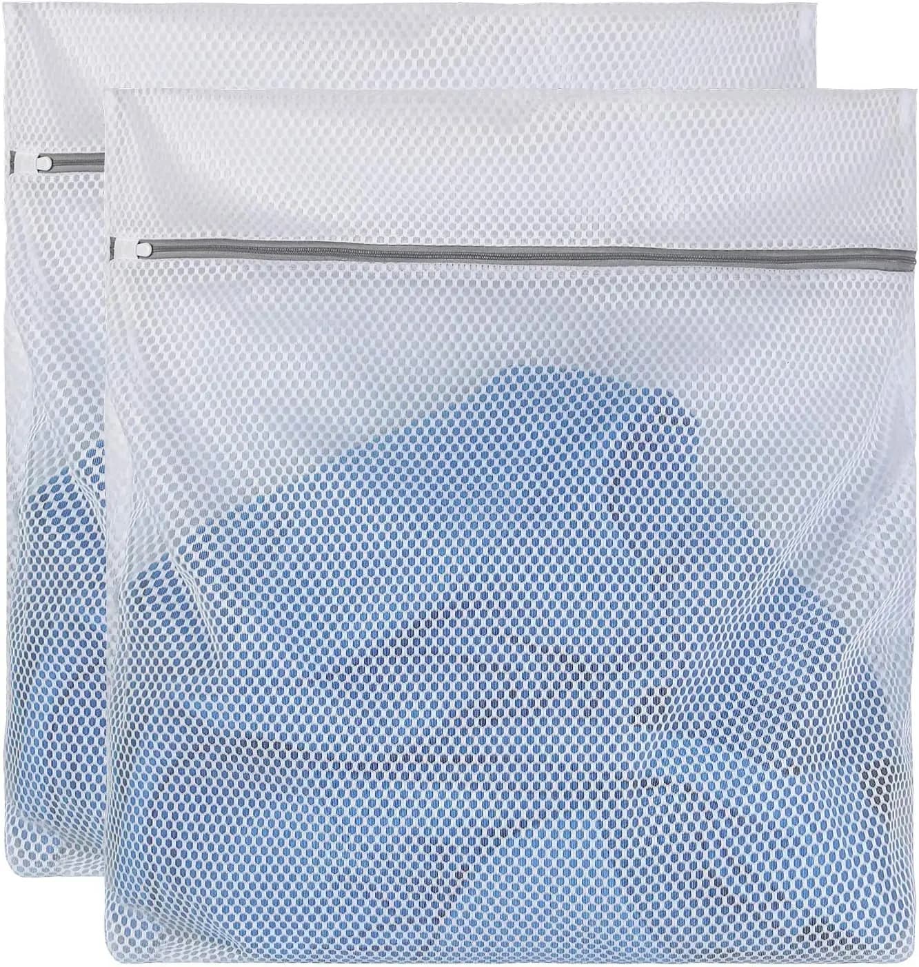 2 Sacchetti a Nido d'Ape XXL per Lavatrice, Sacchetti in Rete 24x24 Pollici per Biancheria Intima, Conservazione da Viaggio