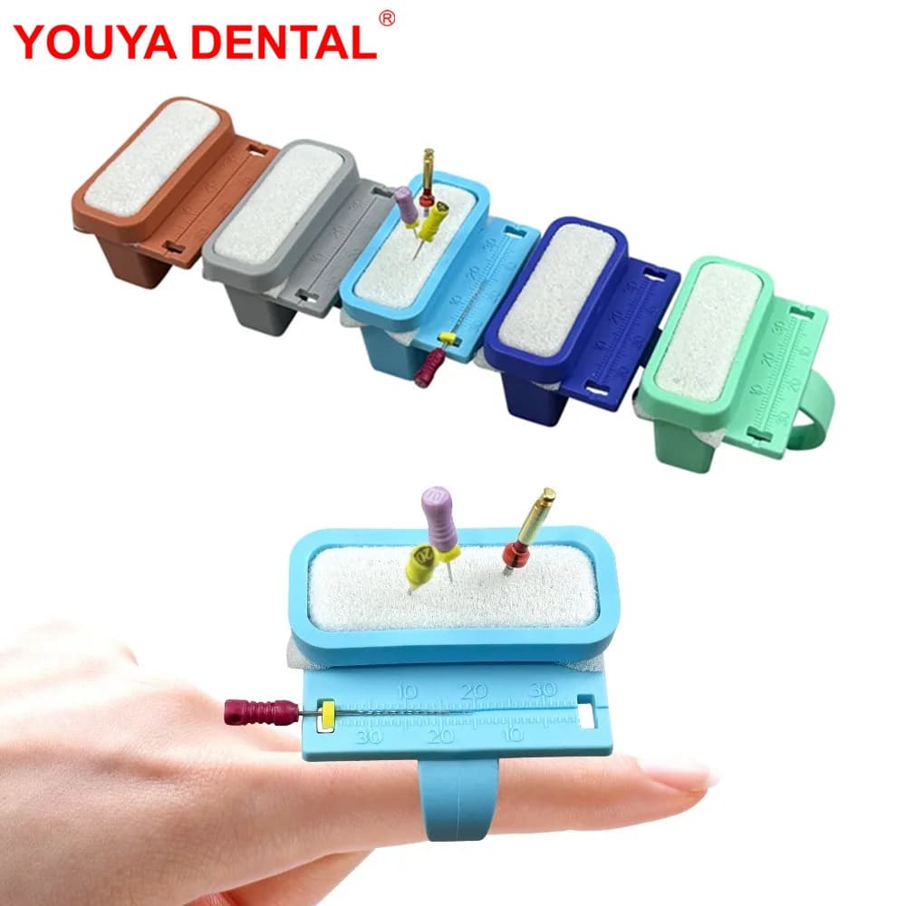 Dental endodontic file holder with sponge for cleaning and measuring radicular channel door file for endodontic hand ring tools for dentists