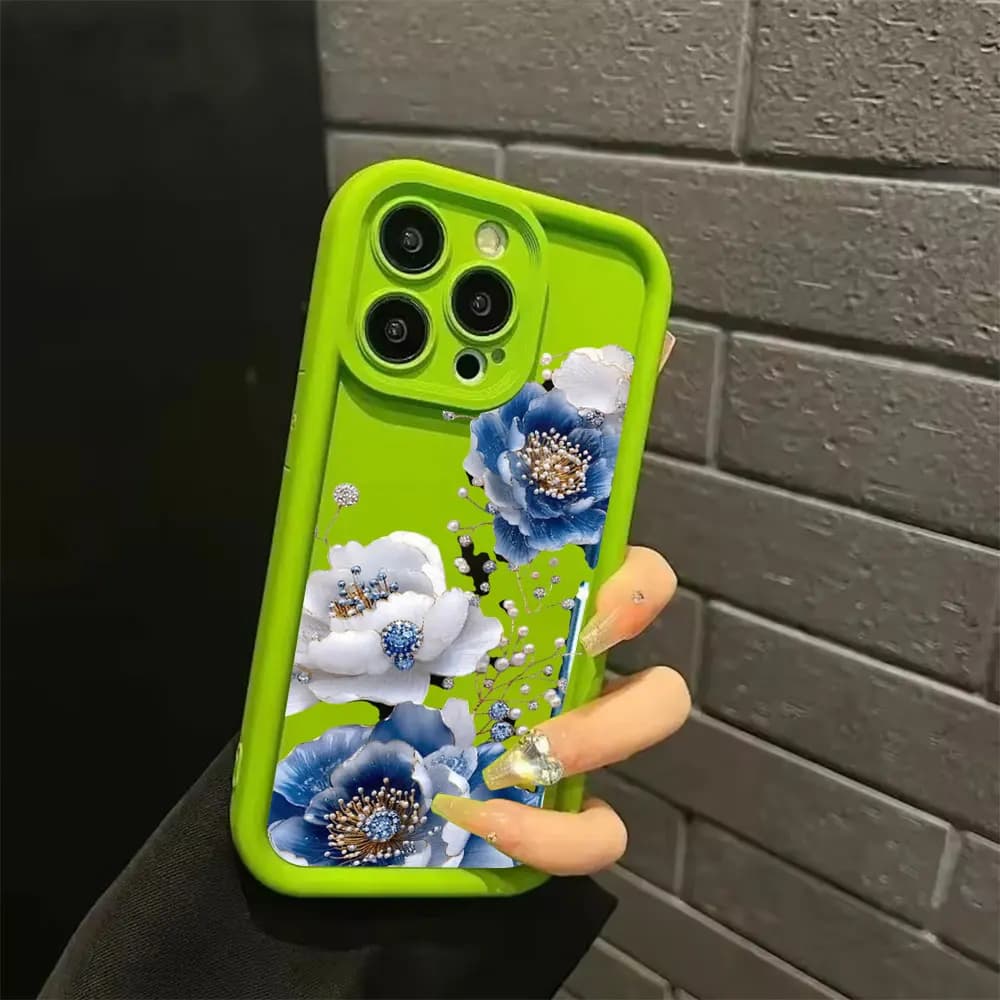 Cover posteriore in silicone anti-caduta con motivo floreale per iPhone 17 16 15 14 13 12 11 Pro Xs Max Mini 8 Plus XR X Air 17e 16e