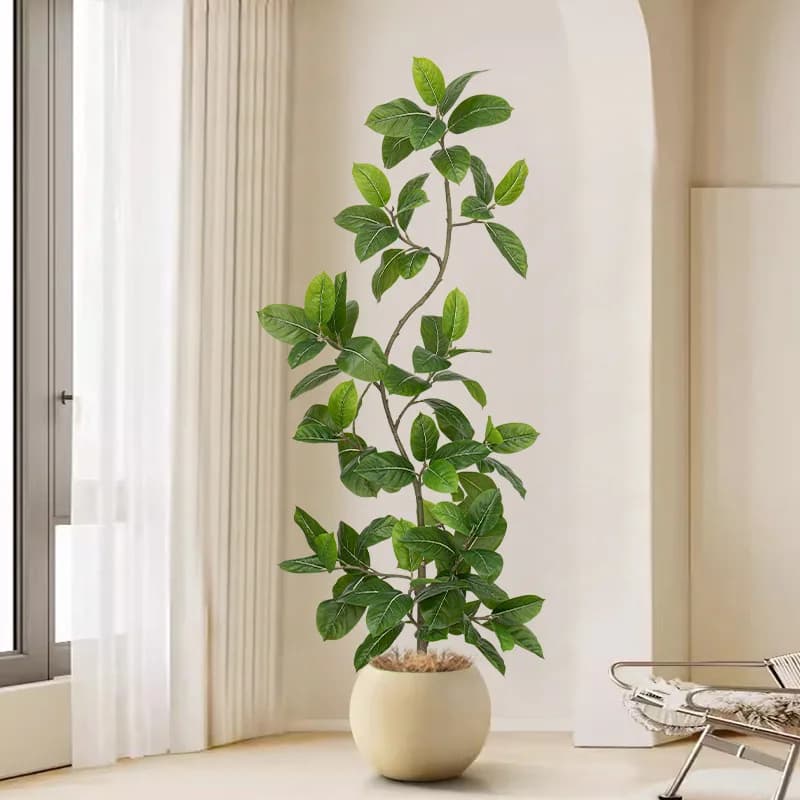 Grande soggiorno simulazione piante verdi in vaso Bengala Ficus pianta bionica decorazione del pavimento interno ornamento floreale accanto al divano