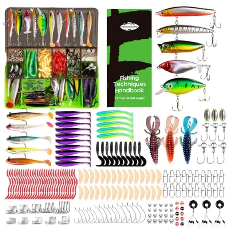 Fishing lures-2026 New Fishing Lure kit for Bass Trout, Tackle Box with Tackle Included, Fishing Plugs, Swimbait, Minnows, Soft