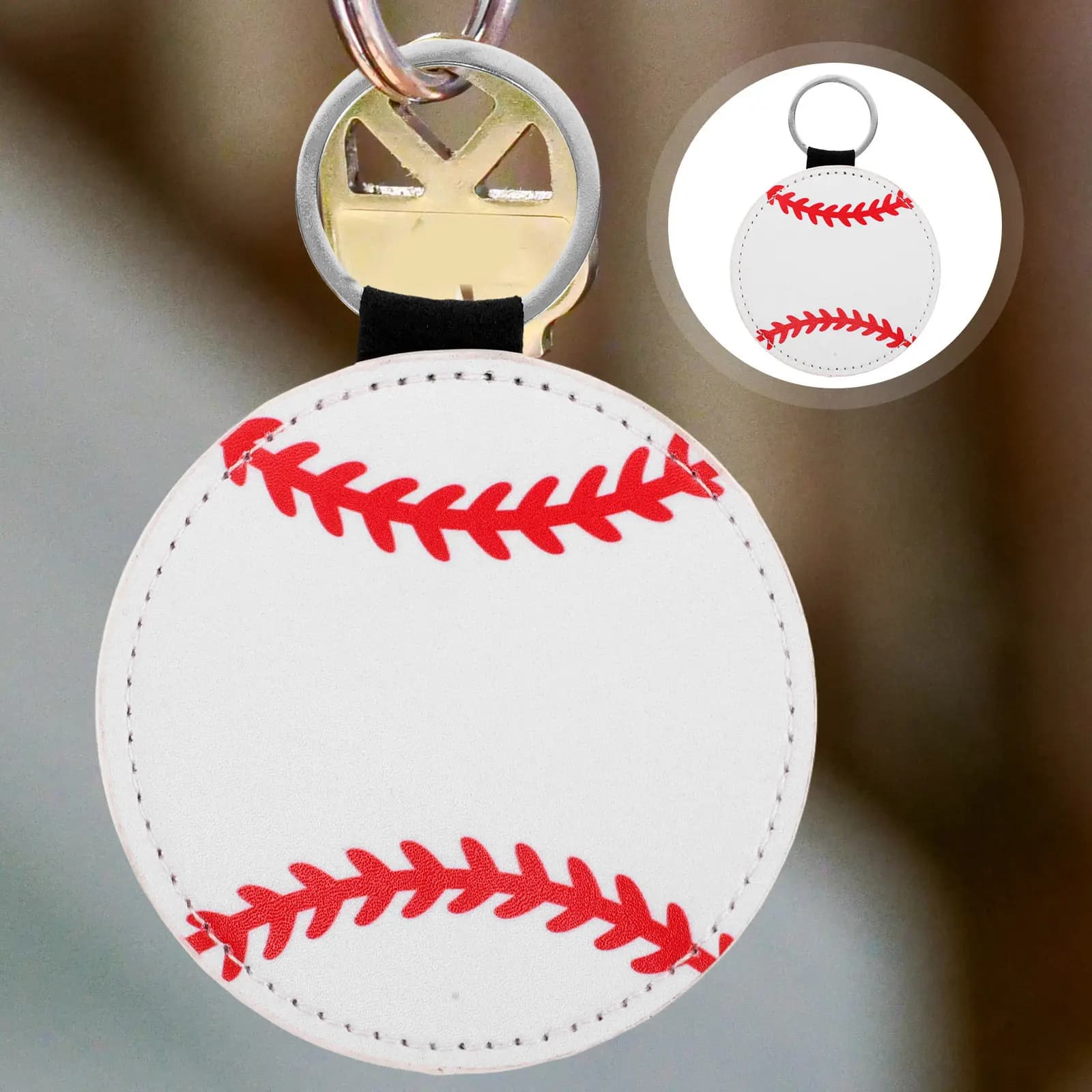 Set di 2 Portachiavi Sportivi in PU e Lega di Zinco, Charm per Borsa a Forma di Baseball, Calcio, Basket, Pallavolo, Portachiavi per Auto e Bagagli
