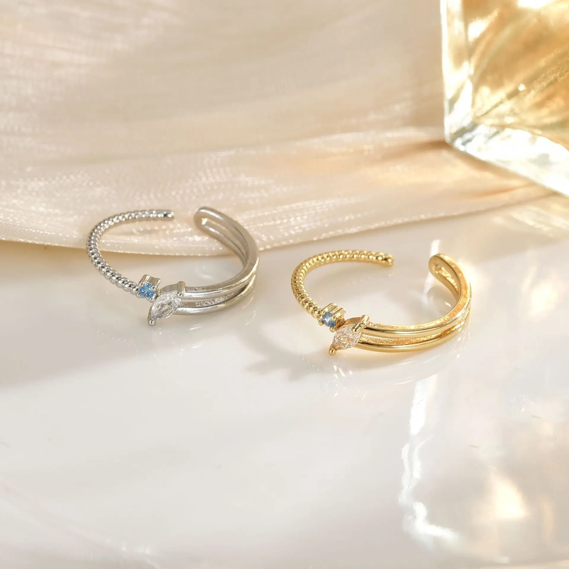 Wholesale Unique Trendy Irregular Open Ring High Sense Fashion Light Luxury Inlaid Zircon Women Finger Jewelry