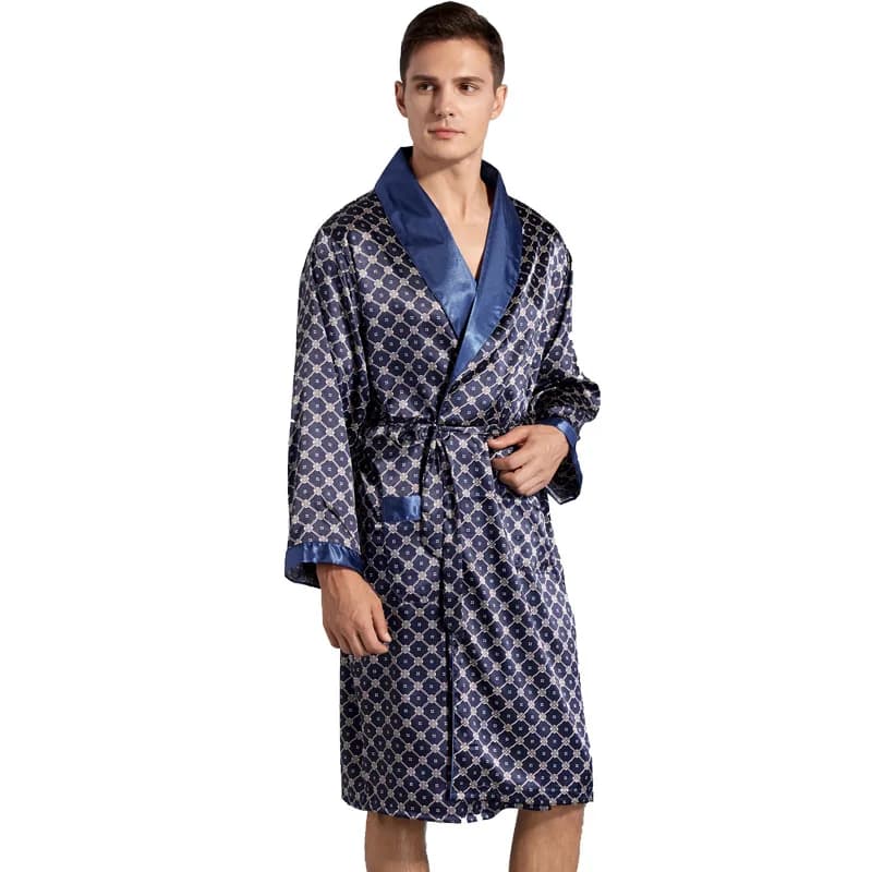 7XL Robe 1PCS O Shorts 1PCS Due pezzi Accappatoio Pantaloni O 2PCS Pantaloncini Pigiama Set Uomo Kimono Raso di seta Uomo Vestaglie Set di indumenti da notte