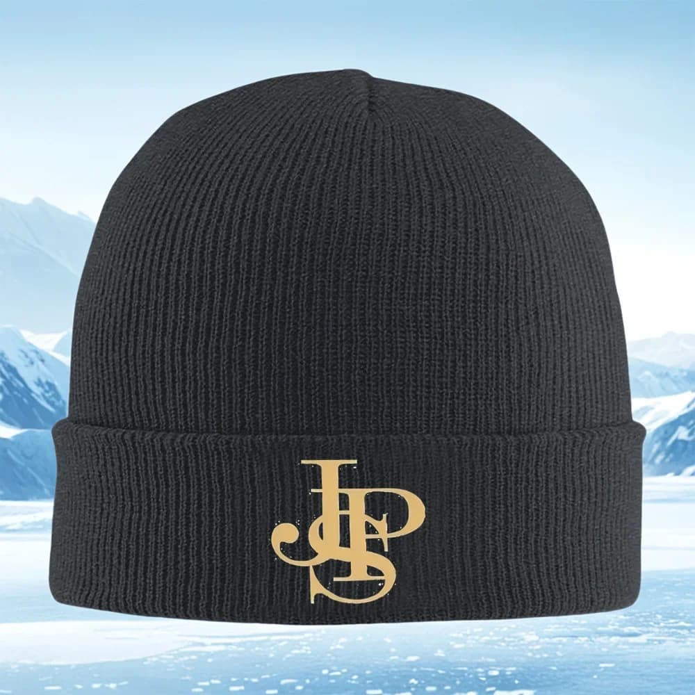 Cappello lavorato a maglia con lettere dorate sovrapposte, design elegante, per uomo e donna, unisex, berretto invernale, caldo, termico, natalizio, per esterni C