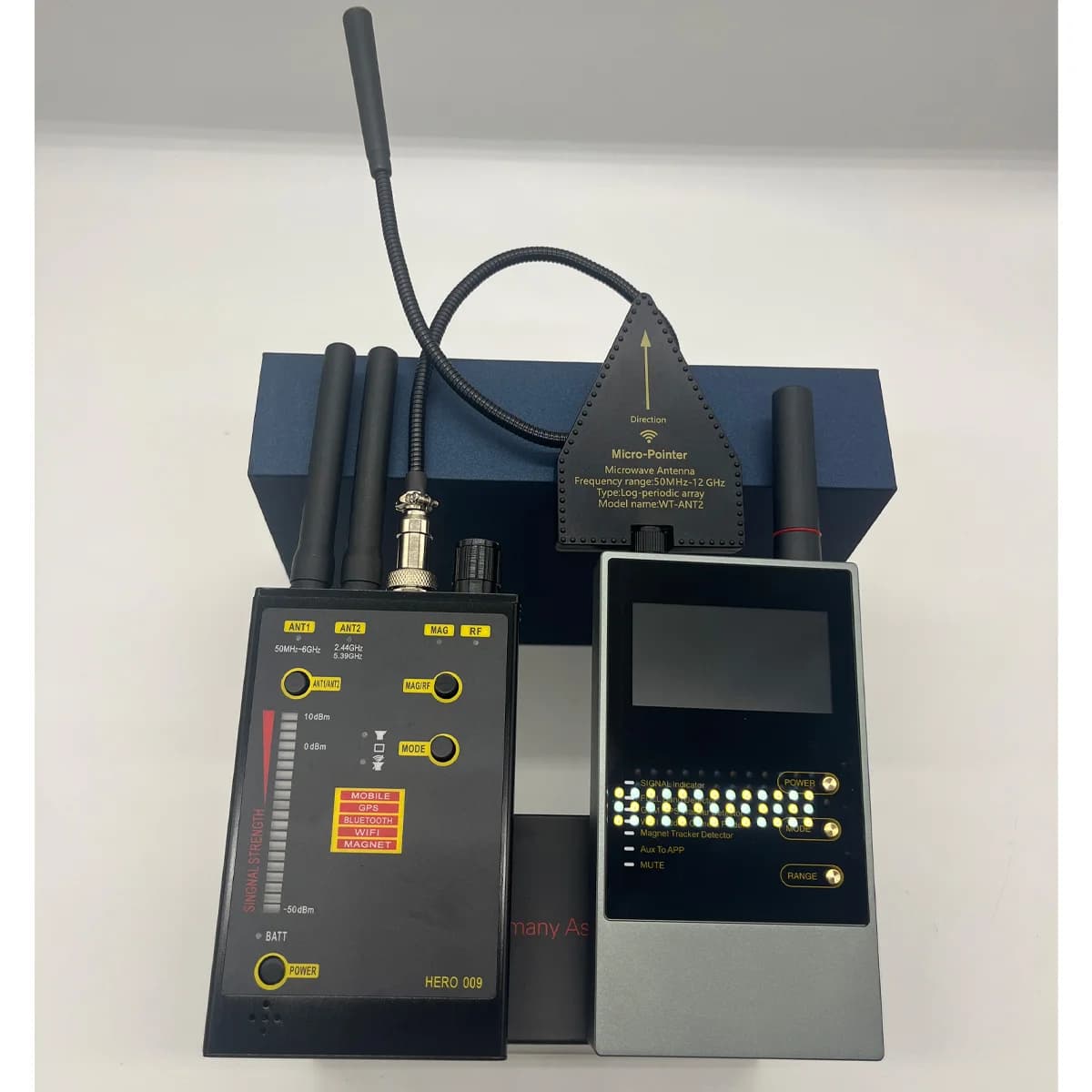 Rilevatore con 2 antenne, ampia copertura a banda per segnali VHF/UHF e banda alta (GSM, Wi - Fi) Rilevatore localizzatore GPS