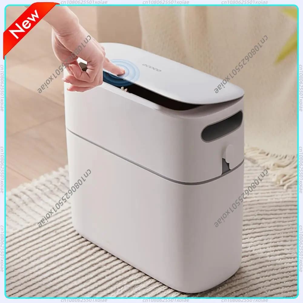 Cestino per Rifiuti Stretto con Coperchio a Pressione, Contenitore per Rifiuti Alimentari per Bagno, Soggiorno, Camera da Letto, Cucina, Ufficio