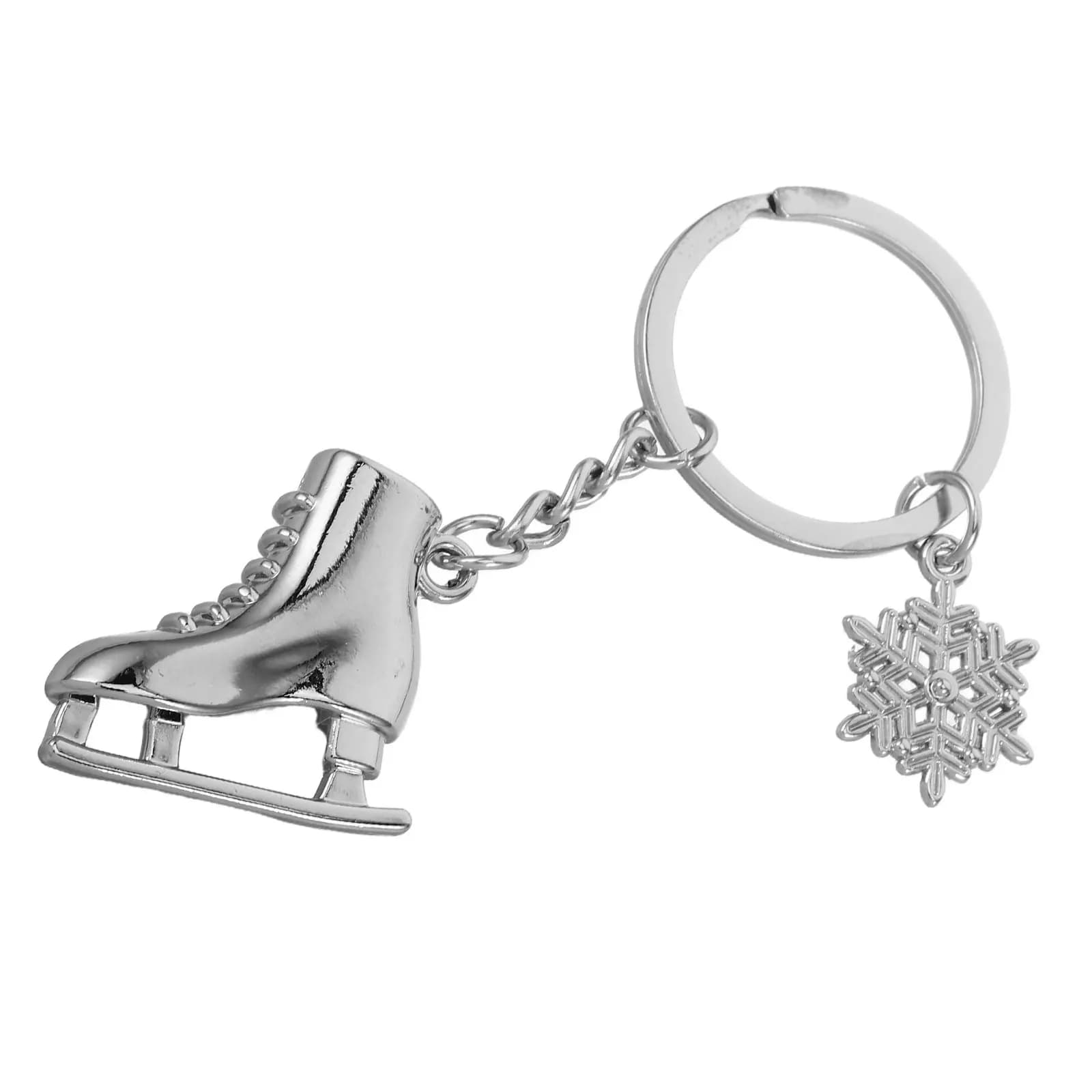Ice Skate Keychain Realistic Skate Shoe Charm Pendant Snowflake Ornament for Ice Skating Accessories Christmas Party Favors
