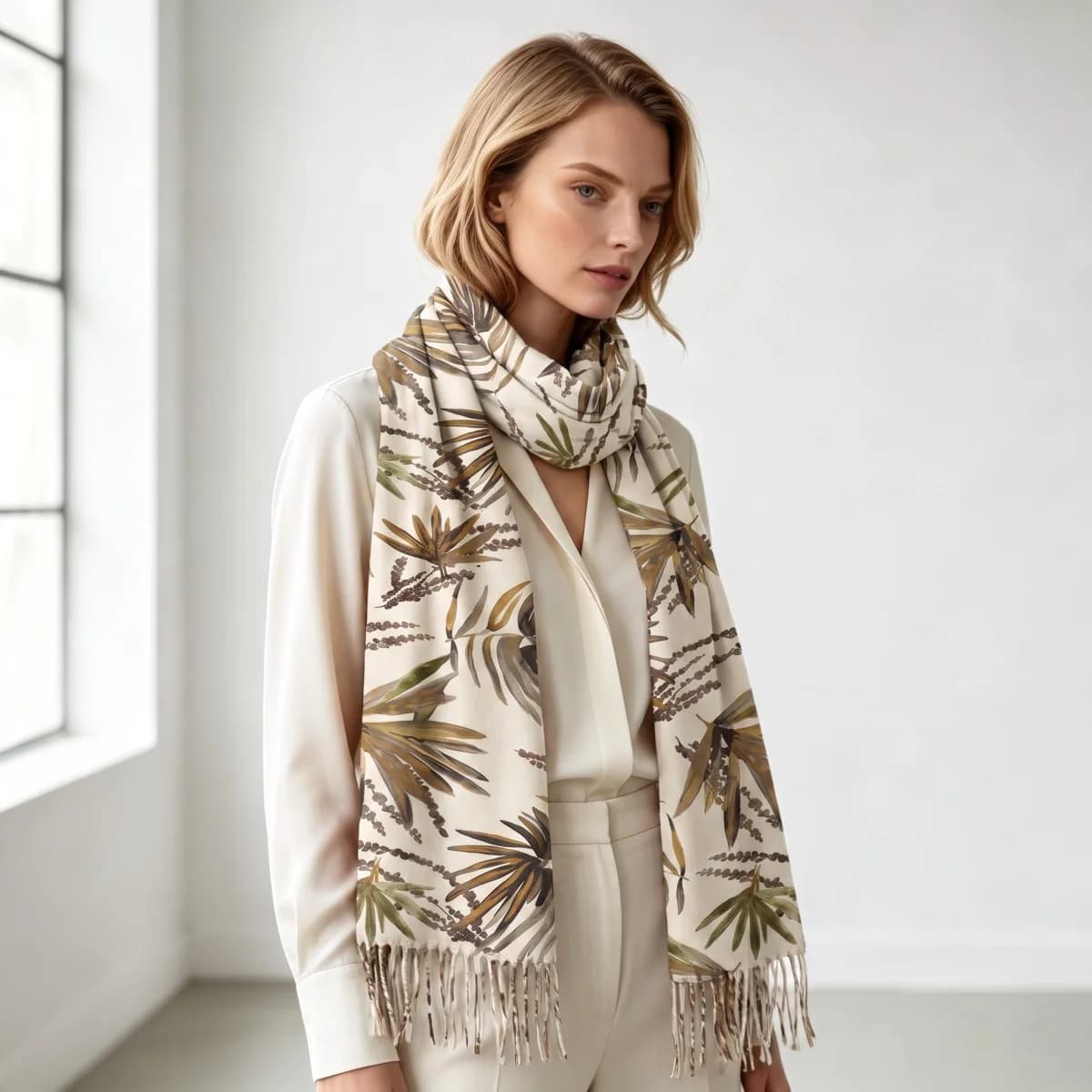 Elegant Printed Cashmere Neck Scarf Women Thick Soft Tassel Oversized Shawl Blanket Wraps Office Daily Outdoor Accessory