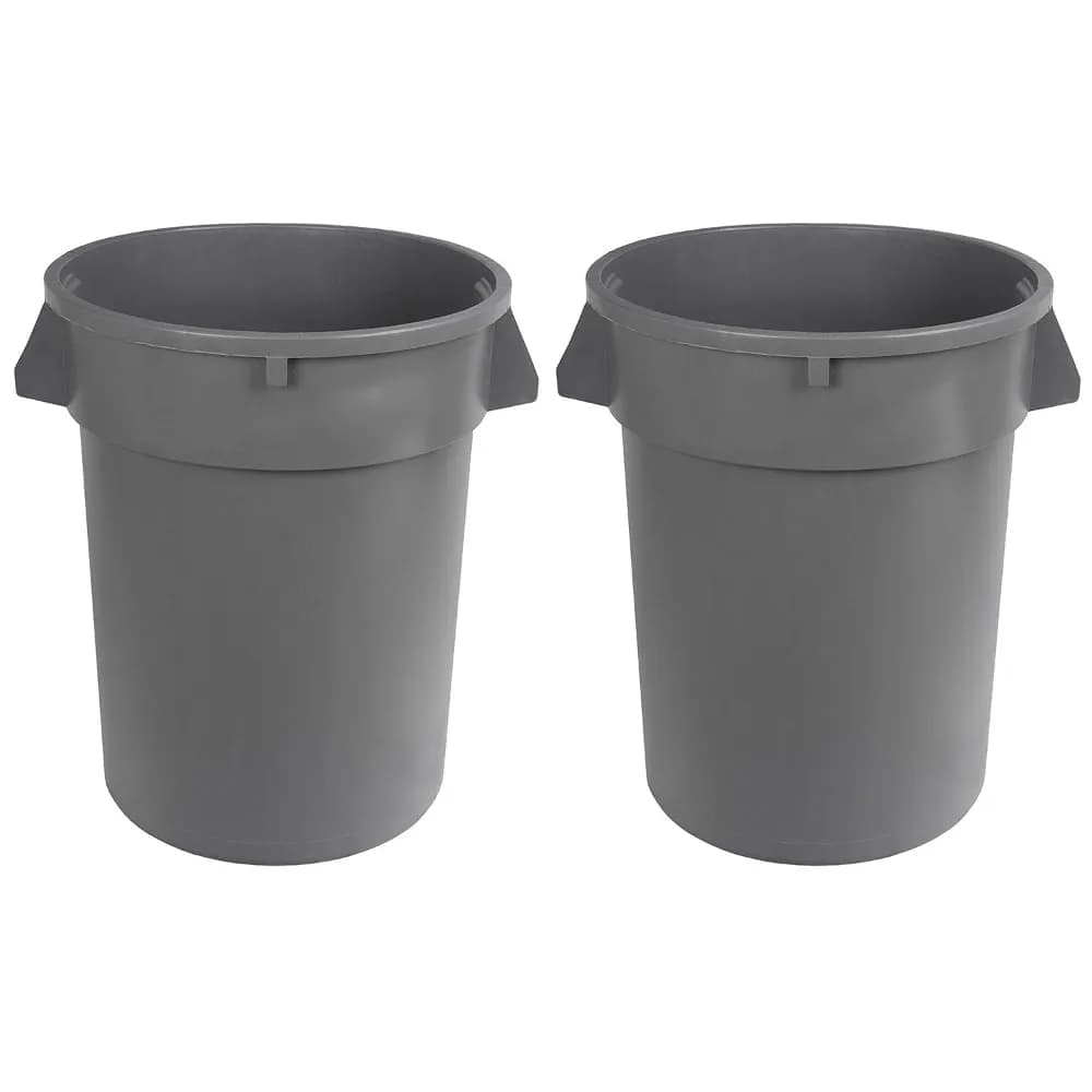 Cestino per Rifiuti Rotondo Resistente da 32 Galloni, Grigio, Set di Due