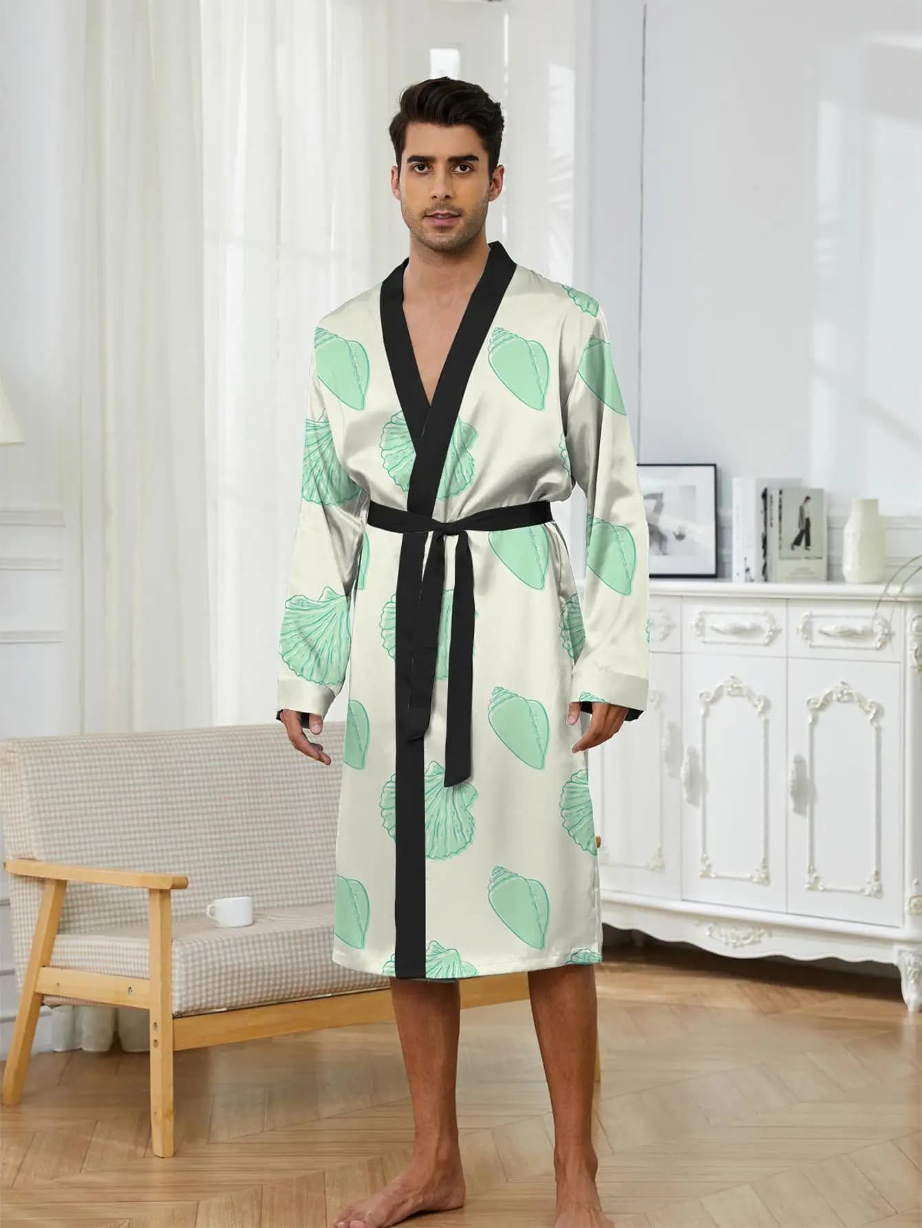1pcs Men's Robes 2026 Spring/Summer Shower robe Robe man dressing gown Bathrobe man 3D Printed robe Graphic Breathable