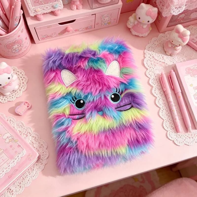 Quaderno Creativo in Peluche, Divertente Agenda con Cartoni Animati, Blocco Note per Ufficio e Scuola, Taccuino Creativo Ricamato con Cartoni Animati