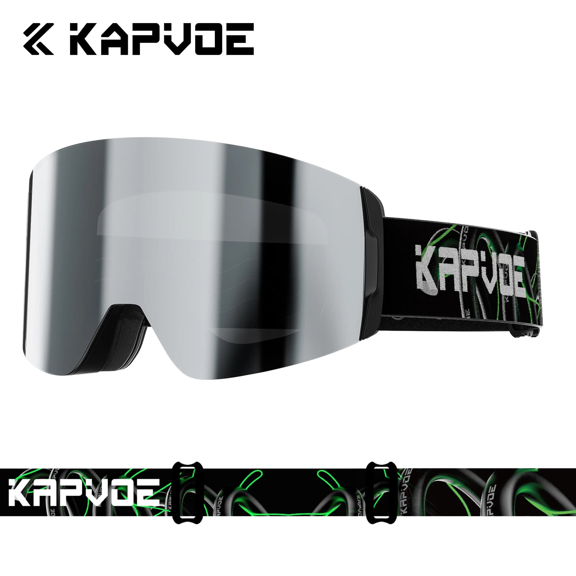 Kapvoe OTG Occhiali da neve Snowboard Anti-Fog Occhiali da sole da sci per uomo Donna Occhiali Occhiali di protezione cilindrici UV400 Motoslitta