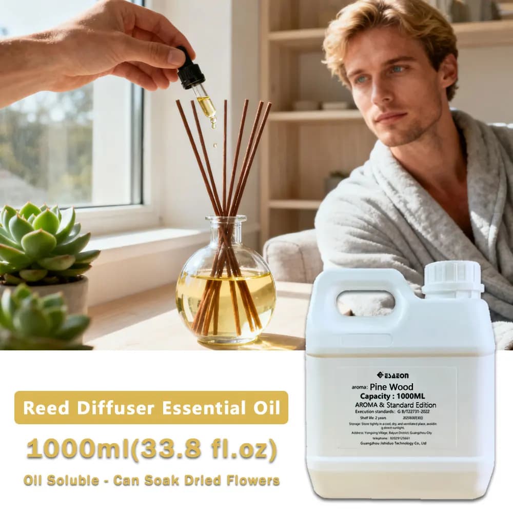 ESAEON 1000ml (33.8 fl.oz) Pine Wood/Hilton Essential Oils - For Reed Diffuser & Fireless Aromatherapy, Aroma Reed Diffuser Oil