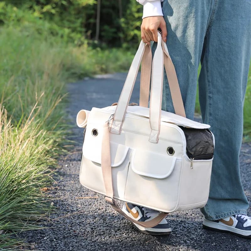 Borsa a tracolla pieghevole per trasportino per gatti Trasportino per animali traspirante per borsa per cani portatile da viaggio all'aperto