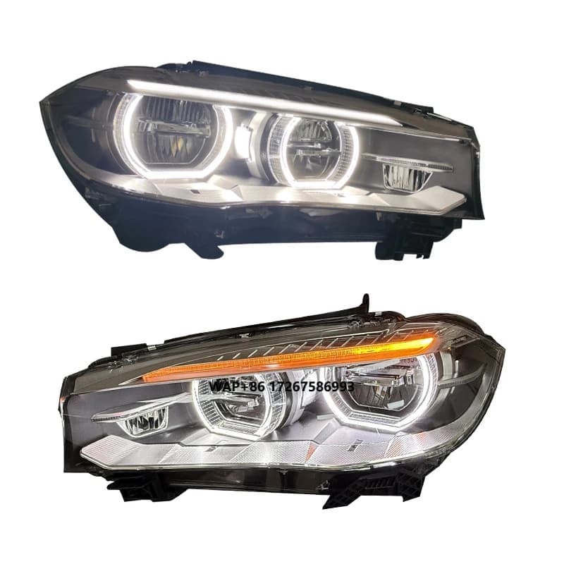 Fari per X5 F15 2014-2018, Luci Anteriori LED, Aggiornamento Fari con Occhi d'Angelo, Fari LED per Auto