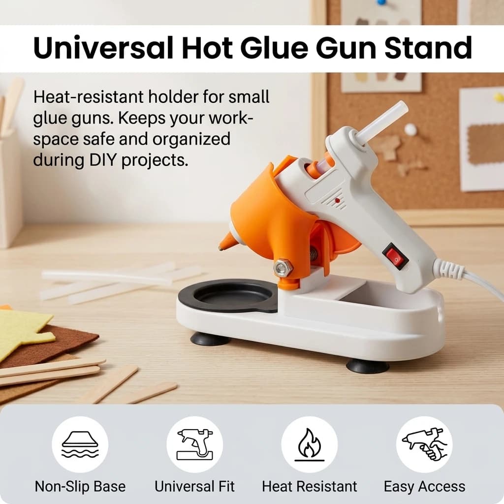 Glue Gun Stand Heat-Resistant Craft Holder for DIY Enthusiasts, Non Slip Base Support for 20W Small Hot Glue Gun Tool