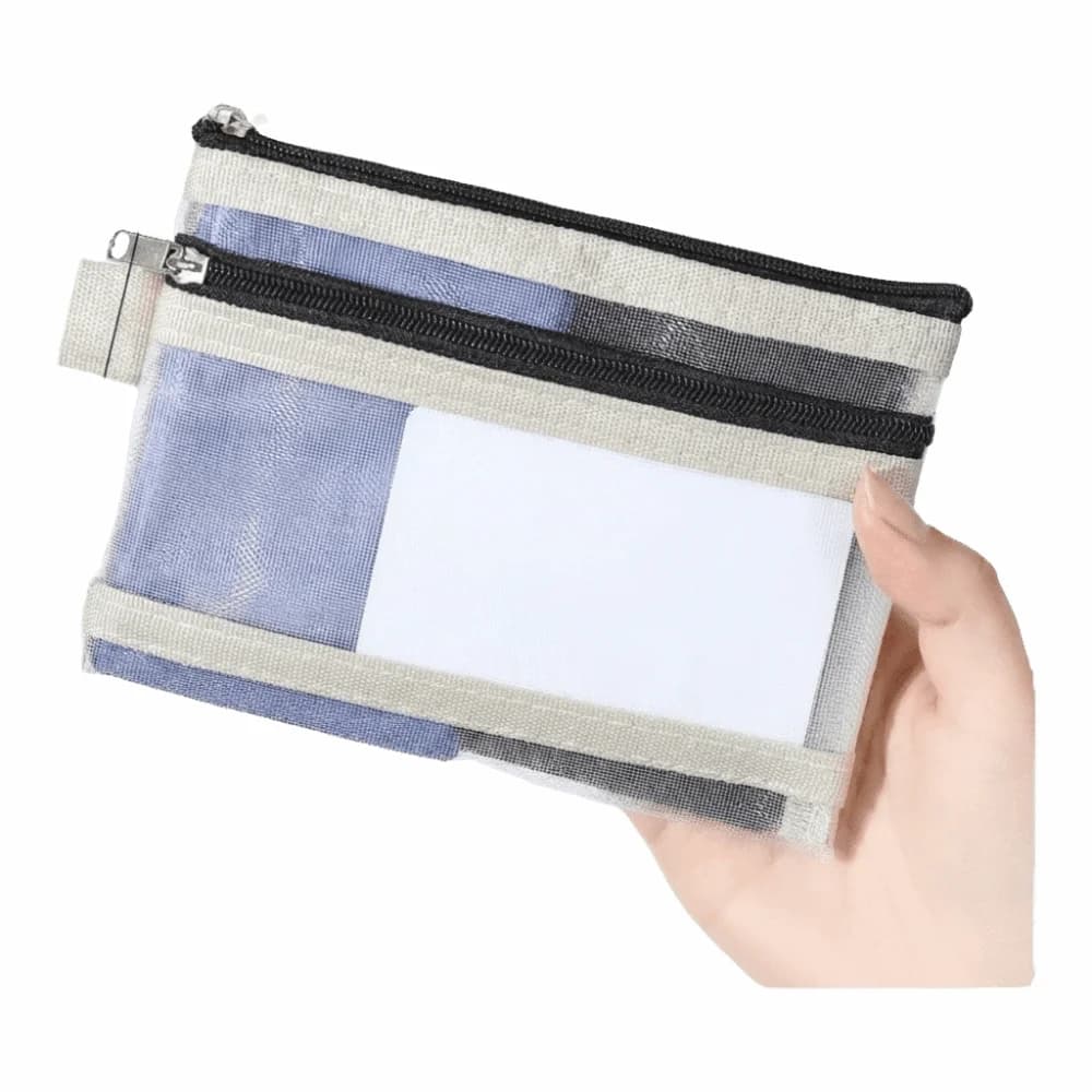 Mesh Passport Holder Anti-theft Spring Lock Clear Card Holder Multi-Purpose Portable Travel Storage Bag Cards Storage