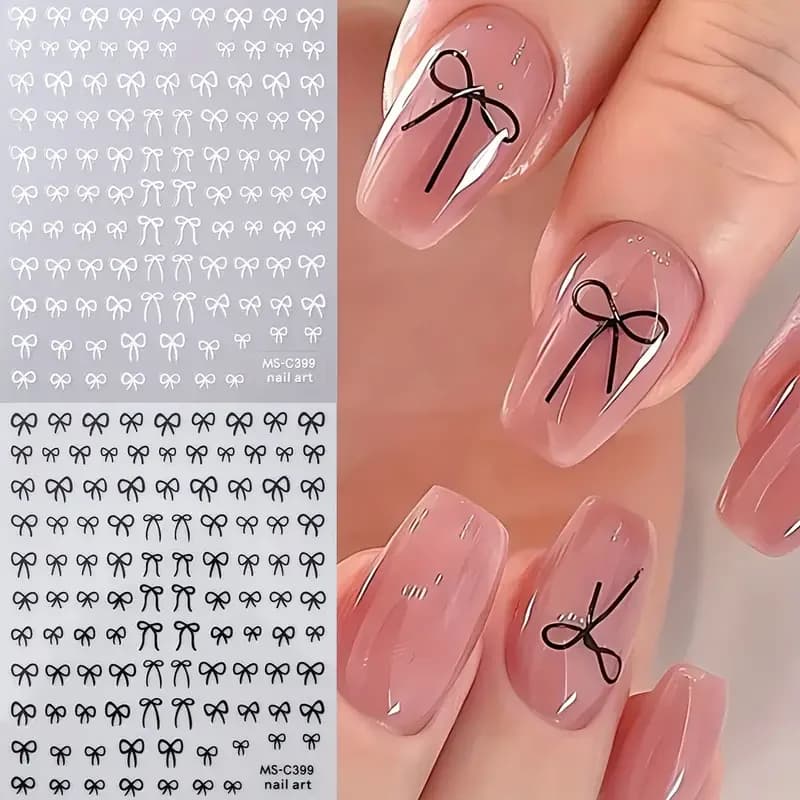 1/2 pezzi nero bianco rosa mini bowknot design nail art adesivo nastri autoadesivi in pizzo fiocco farfalla decalcomanie decorazione nail art