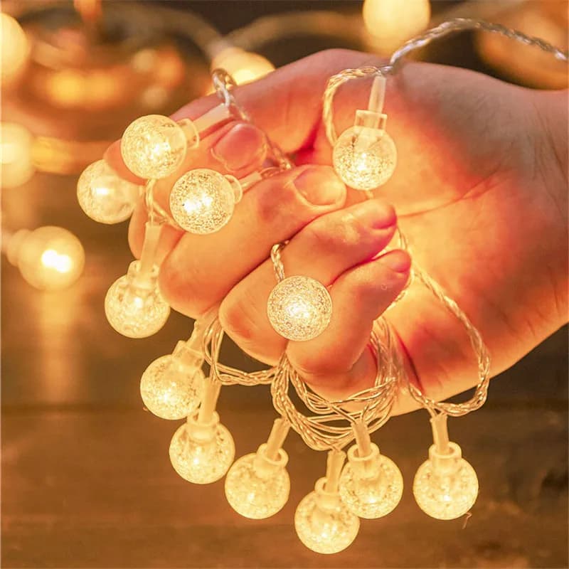 Luci a Stringa LED a Forma di Bolle Dorate, a Batteria, per Interni, Decorazioni per Matrimoni, Festività, Capodanno e Camere