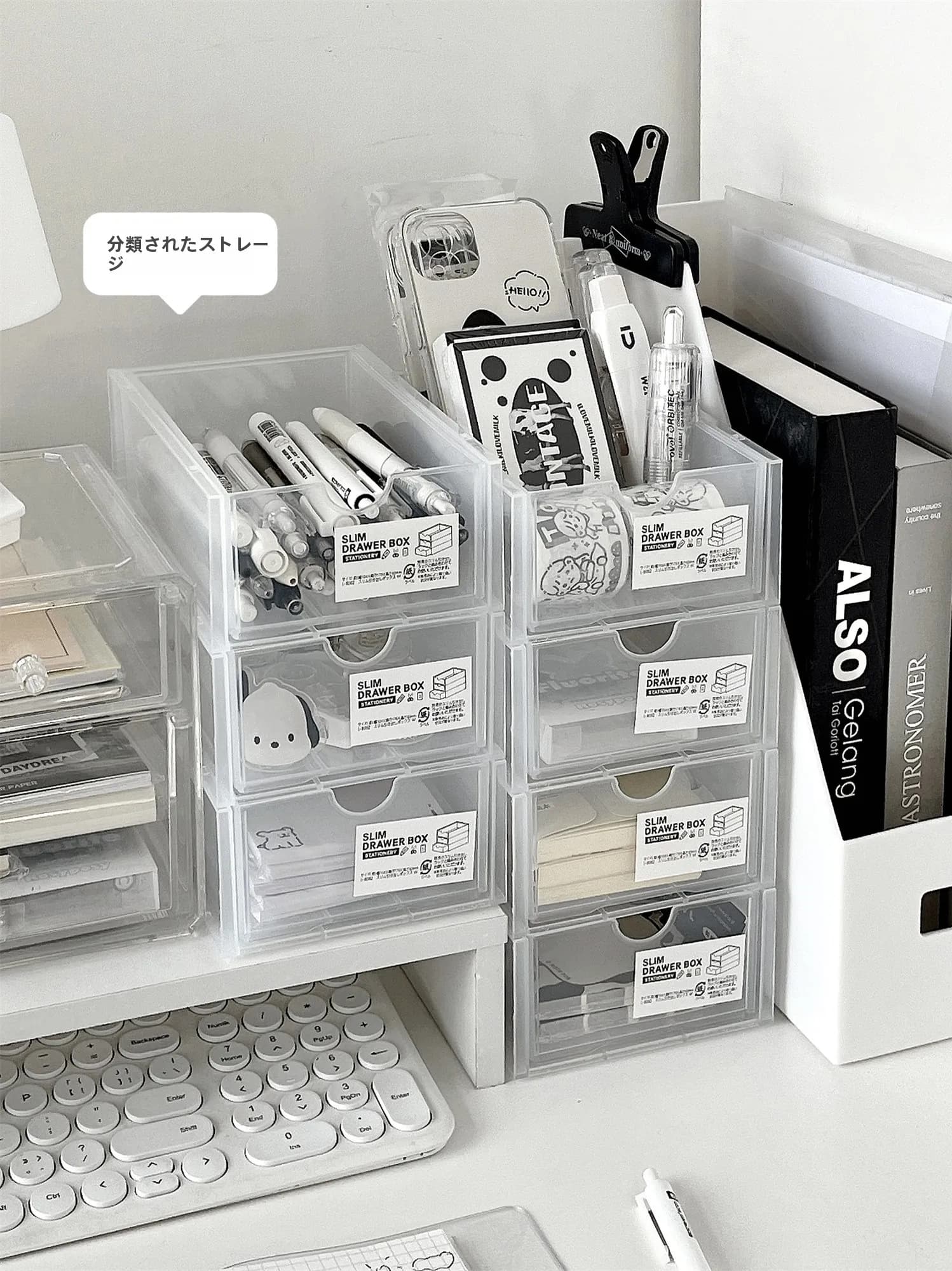 Organizer da scrivania trasparente, scatola portaoggetti, forniture per ufficio, postazione di lavoro, libreria, dormitorio per studenti, scatola piccola