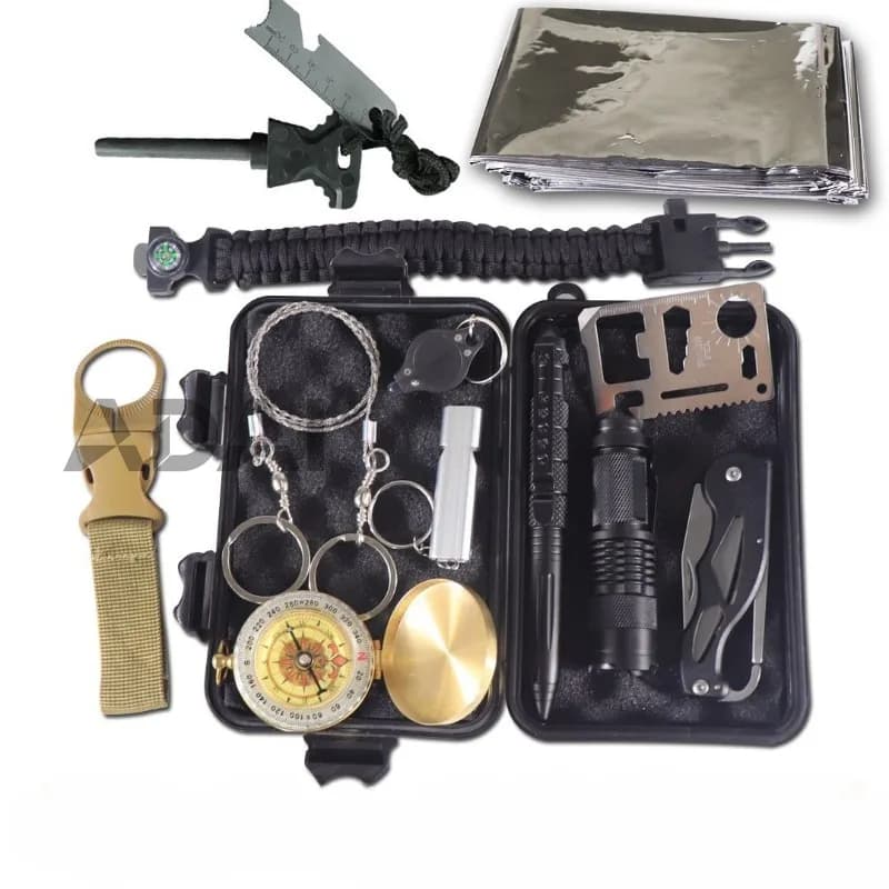 Kit di pronto soccorso multifunzionale da campo, forniture di emergenza SOS, attrezzatura da esterno, kit di sopravvivenza, set di strumenti di sopravvivenza