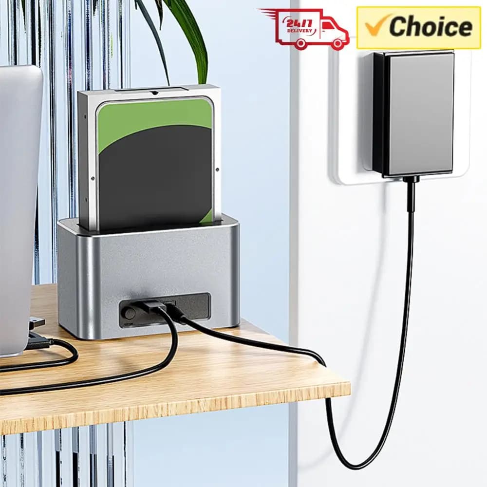 Dock per Disco Rigido USB3.0 a SATA, Stazione di Aggancio Esterna per Disco Rigido, Adattatore da SAS a USB 3.0 per HDD/SSD SATA/SAS da 2,5 e 3,5 Pollici