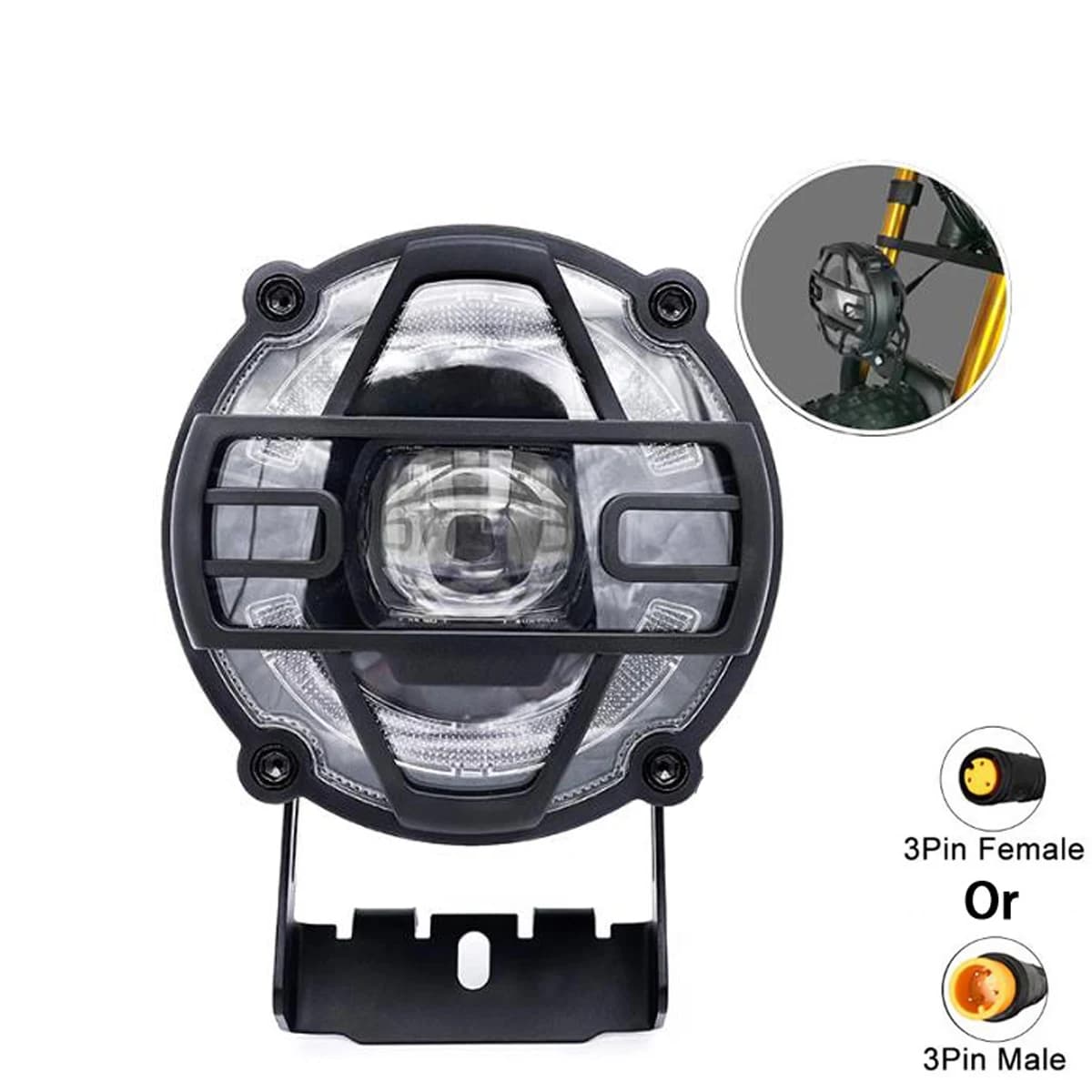Kalosse-Luce anteriori per moto impermeabili 36V, 48VM, luci anteriori per bici elettriche con clacson, luce anteriore per bicicletta elettrica