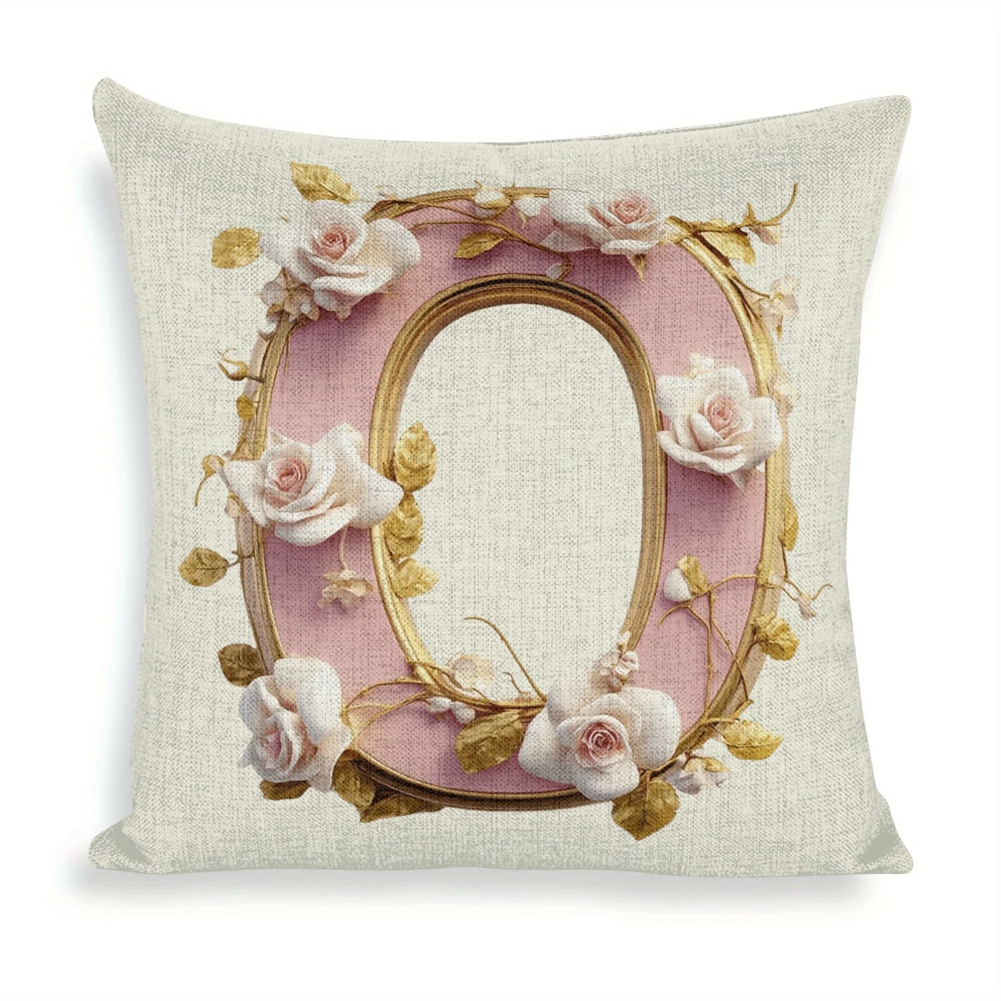 Fodera per cuscino con lettera O color rosa, adatta per la decorazione del divano e della camera da letto, regalo unico per le vacanze