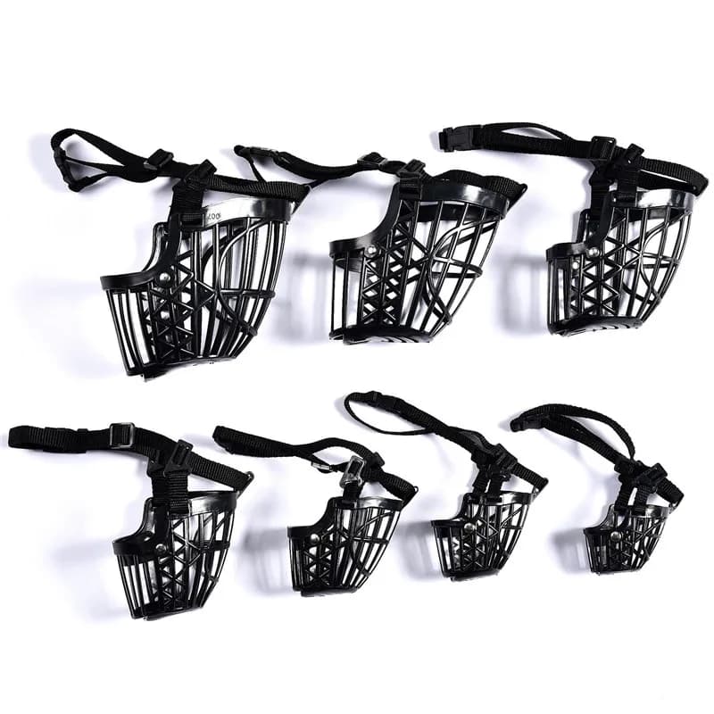 New Breathable 1Pcs No Bite Basket Pet Supplies Adjustable Muzzle Cages PE Dog Muzzle Cage Black Mouth Mesh Cover Dog Collar