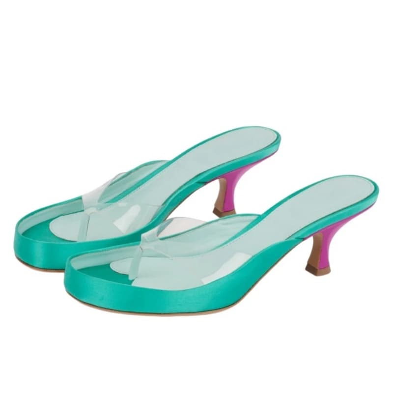 Sandali Donna Estivi 2026 con Tacco a Spillo e Cinturino in PVC Trasparente, Ciabatte Mule Open Toe Slip-On con Tacco Alto, Scarpe Eleganti da Festa