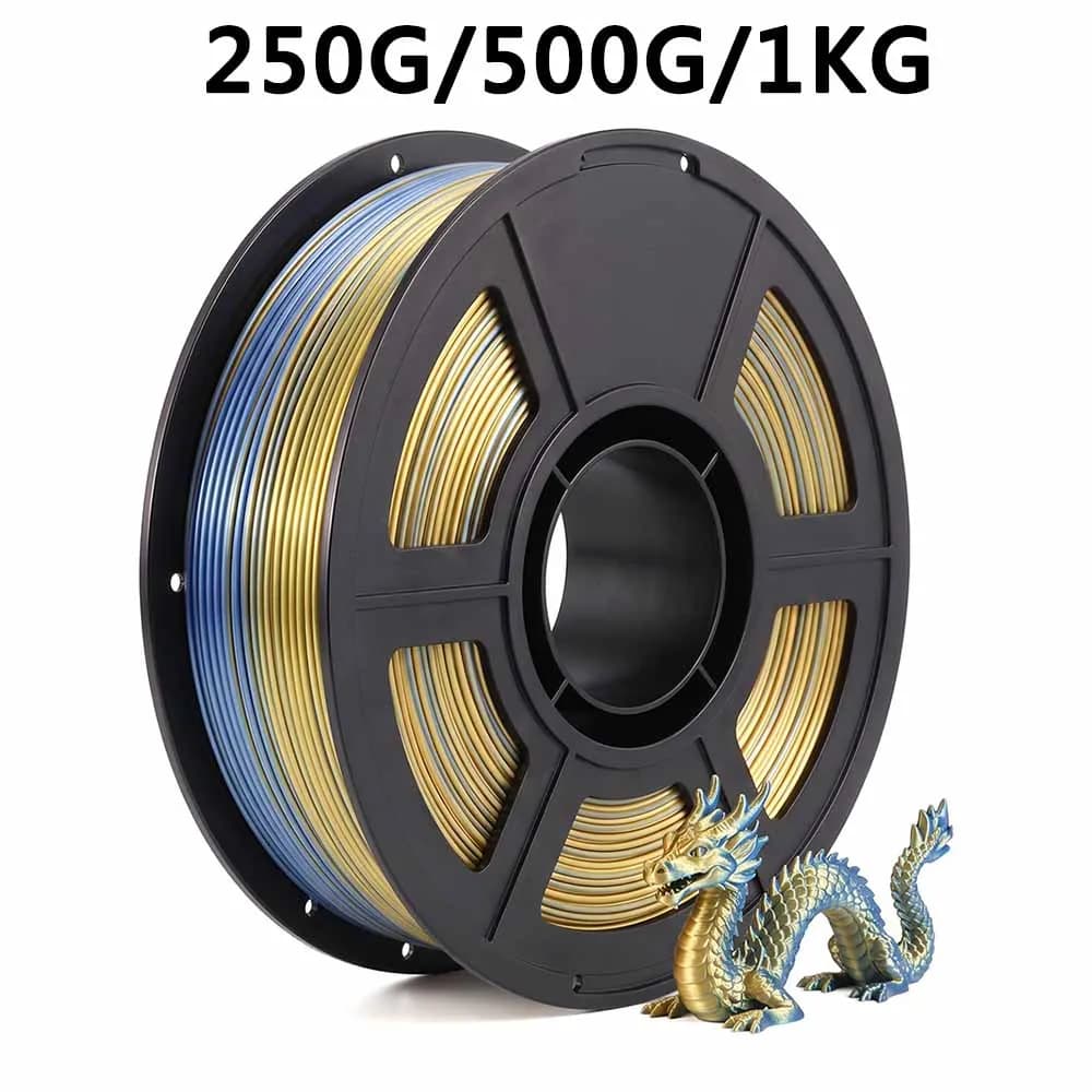 250g 500g 1Kg Dual Color PLA Silk gold blue 3D Printer Filament 1.75mm Pla Silk gold blue 3D Printer Material 2 Colours