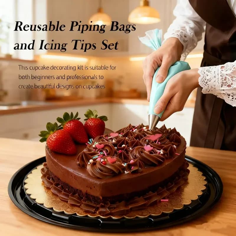 40Pcs Cake Decorating Piping Set | Reusable Silicone Piping Bags with Stainless Steel Tips