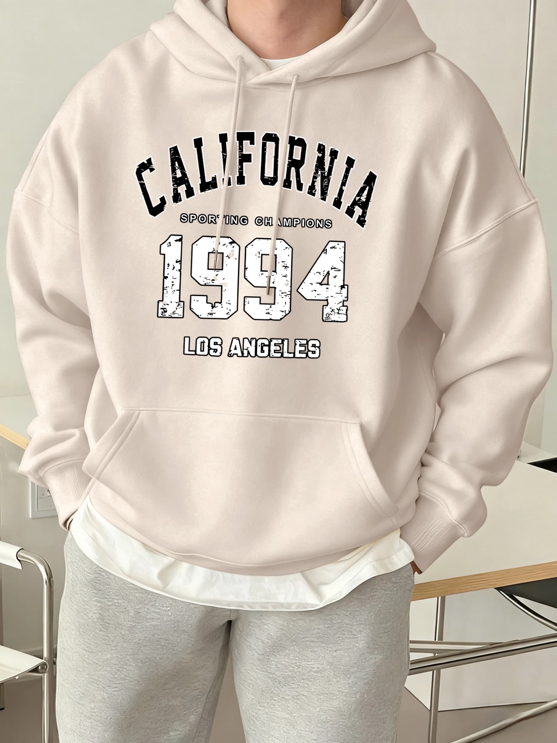 California 1994 Pattern Autumn Casual Clothing Male Fleece High Street Sportswears Comfy Basic Hoodies Soft Trendy Sweatshirts
